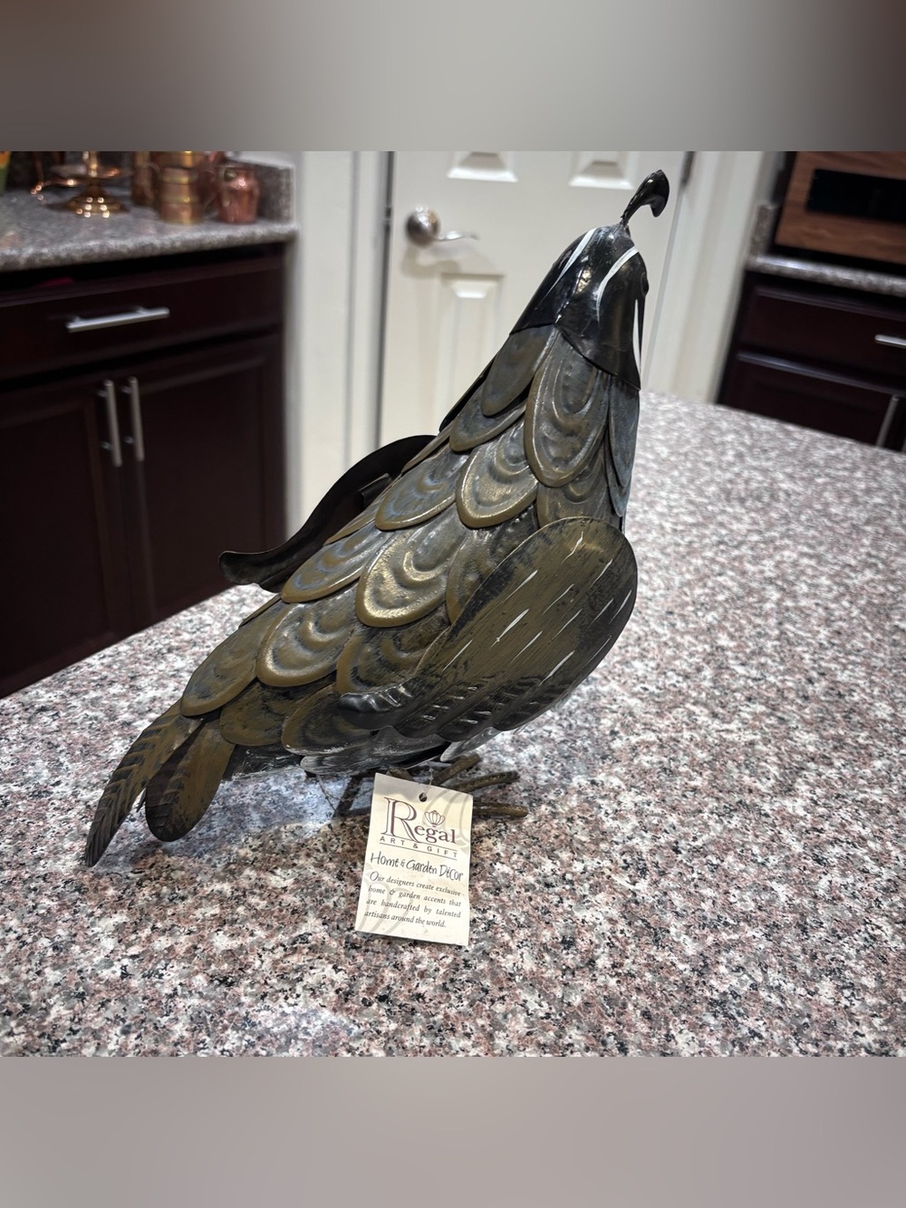 Regal Art & Gift Metal Quail Statue Figurine Patina Male Gambels